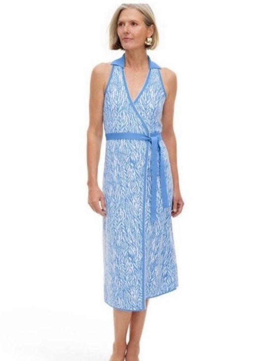 Diane Von Furstenberg Other - Diane Von Furstenberg Light Blue Printed Wrap Swim Coverup